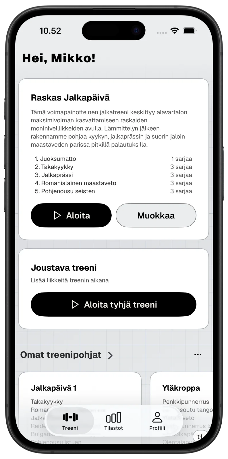 SmartReps-sovelluksen esikatselu