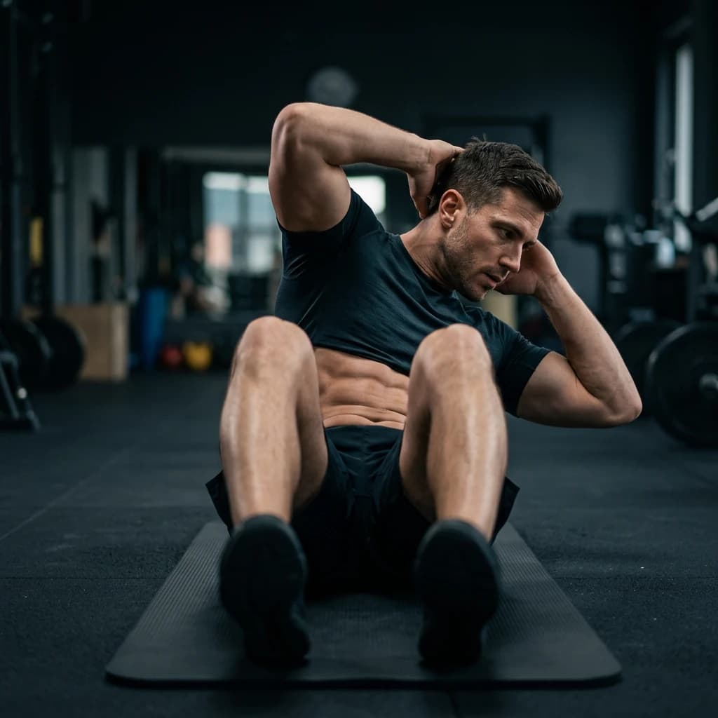 Oblique Crunch exercise demonstration