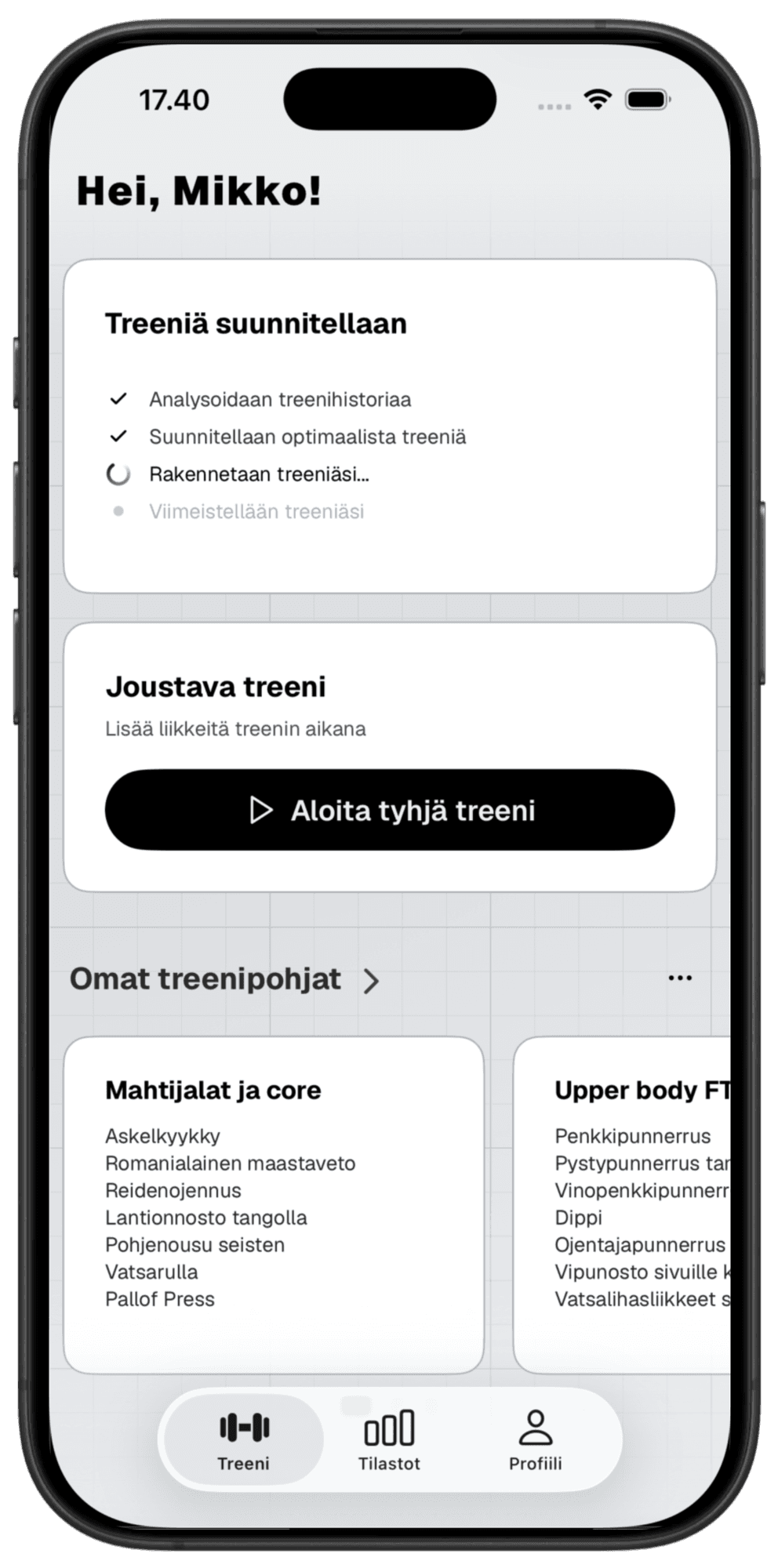 Tekoäly suunnittelee treenisi