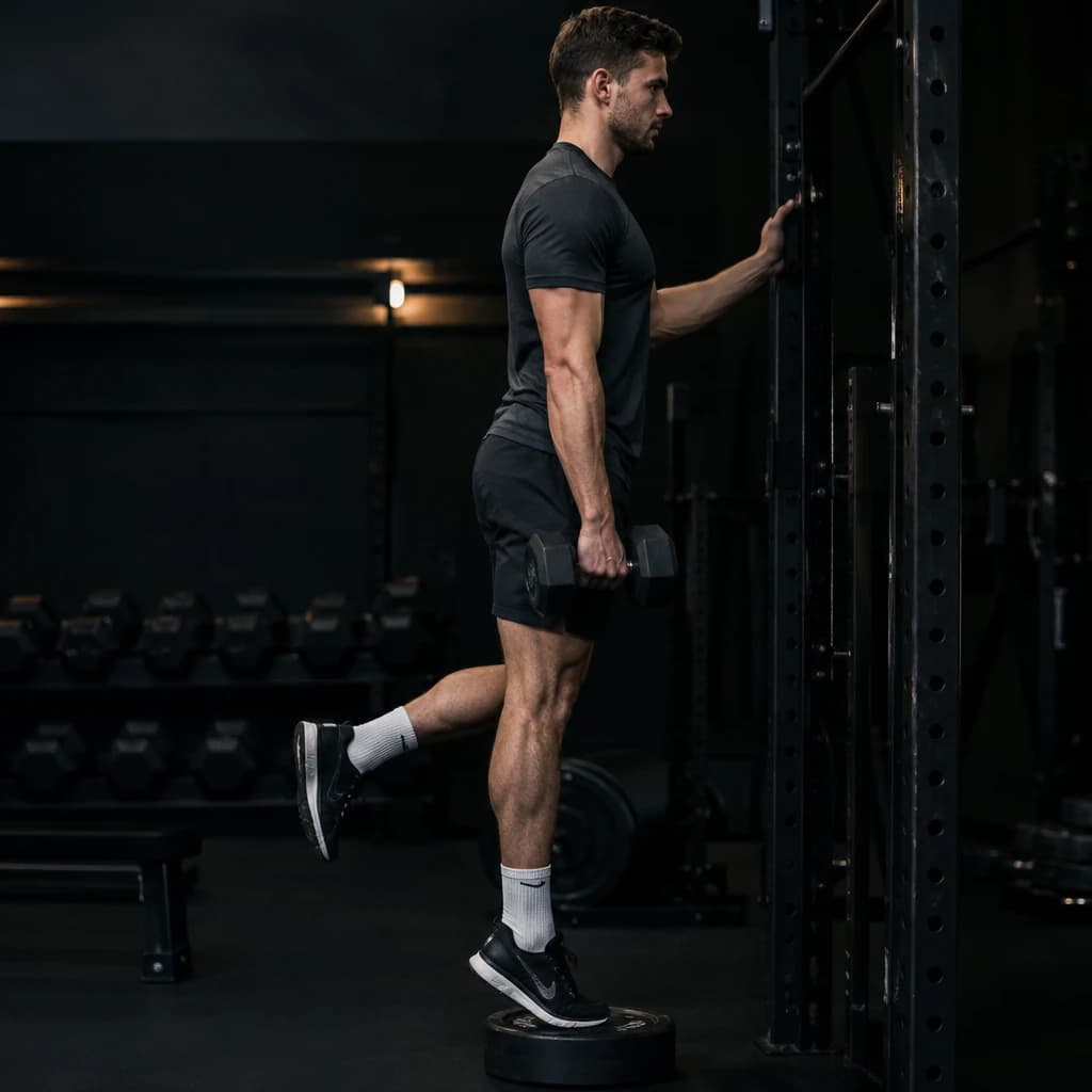 Single-Leg Dumbbell Calf Raise exercise demonstration