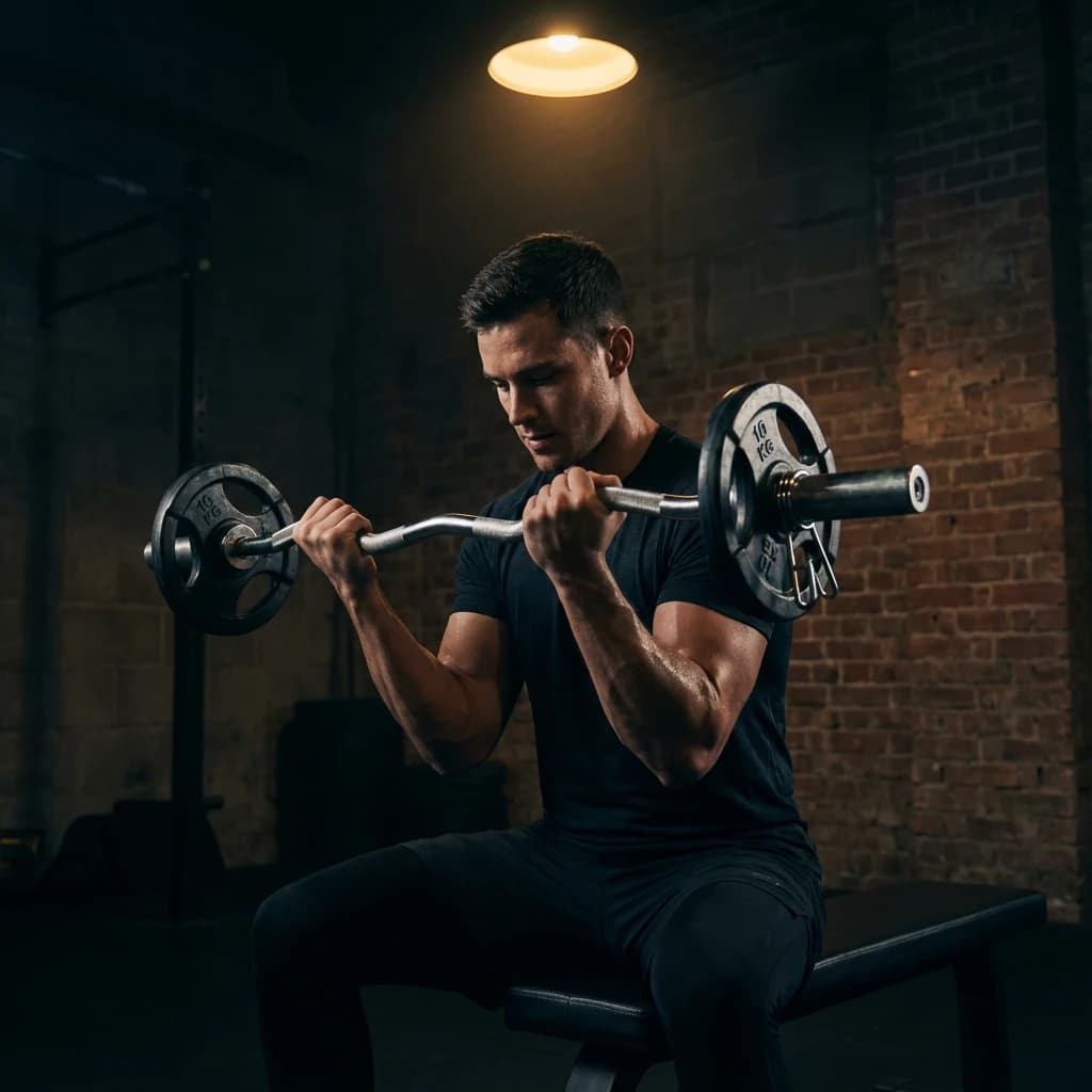 Bicep Curls EZ Bar exercise demonstration