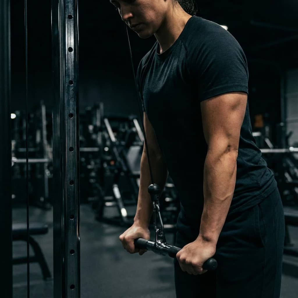 Cable Tricep Pushdown (Bar) exercise demonstration
