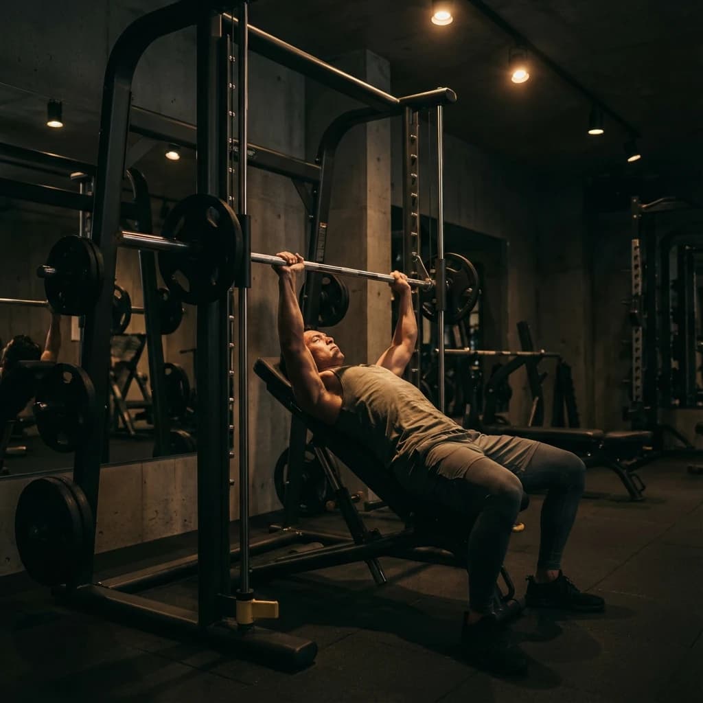Incline Smith Machine Bench Press exercise demonstration