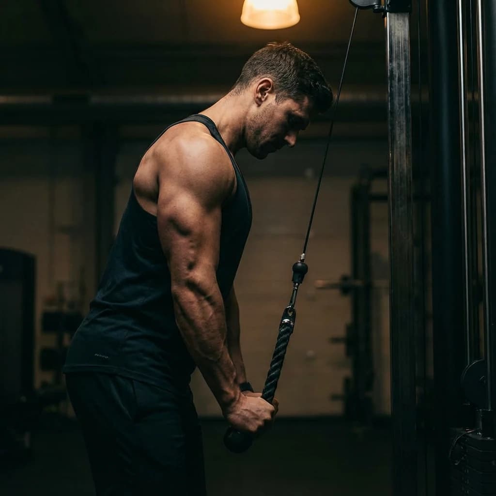 Cable Tricep Pushdown (Rope) exercise demonstration